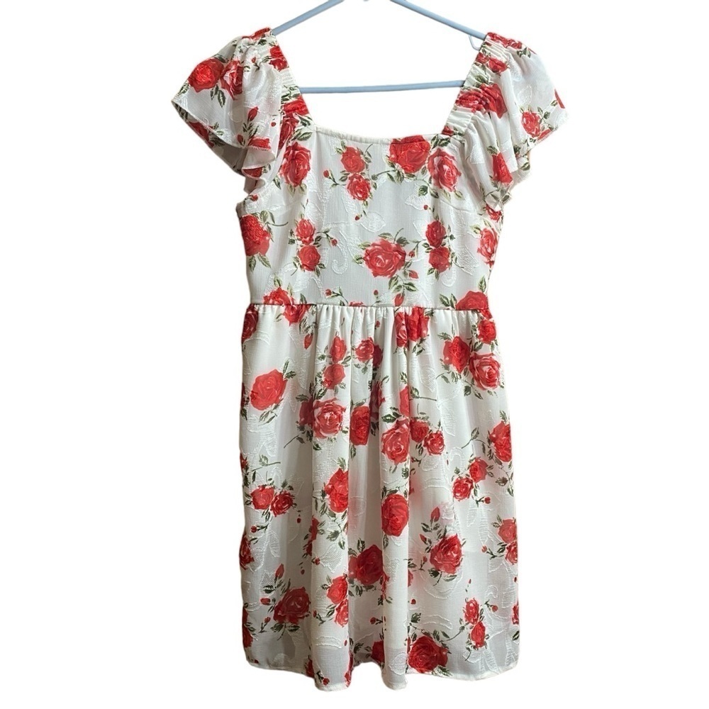 NWT Franki by Francesca’s Red Rose Floral Dress Size 12 Youth